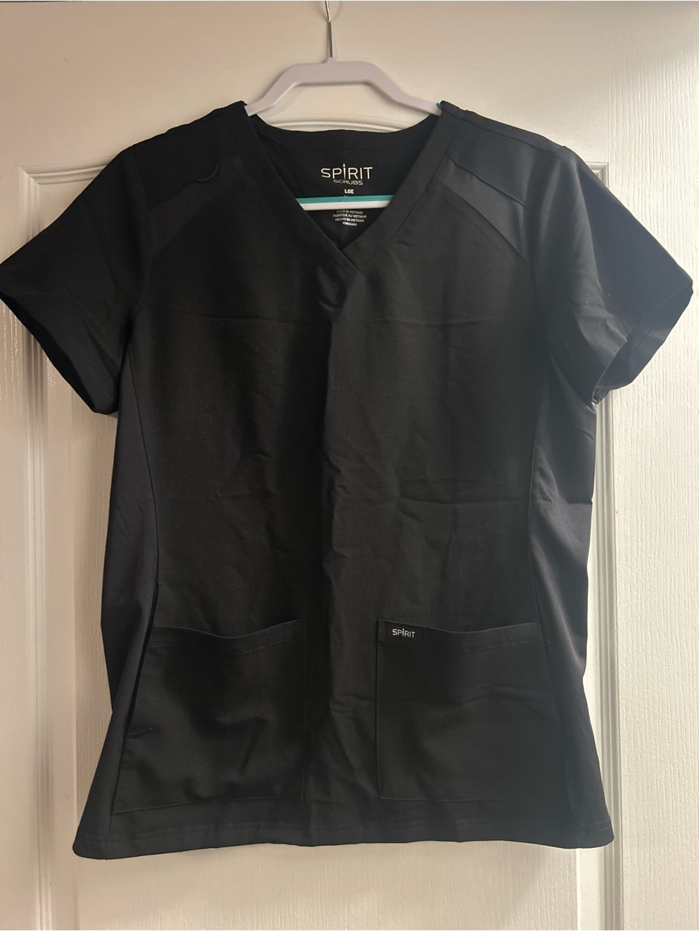 Spirit Women’s Black V-Neck Short Sleeve Scrub Top